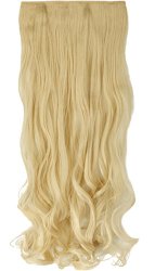 S-noilite 24 Inches Curly 3/4 Full Head Clip in Synthetic Hair Extensions One Piece 140g(613-Bleach Blonde)