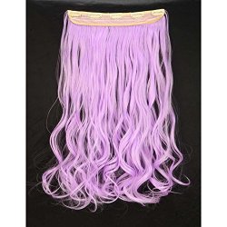 S-noilite? Elegant 24″(60cm) Longest Curly Light Purple 3/4 Full Head One Piece 5 Clips Clip in Hair Extensions