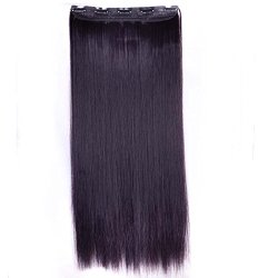 S-noilite? Elegant 30″(76cm) Longest Straight Dark Black Mix Dark Purple 3/4 Full Head One Piece 5 Clips Clip in Hair Extensions