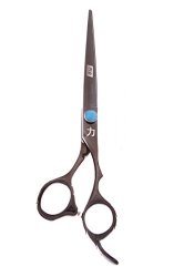 ShearsDirect Japanese 440 Titainium Ergomonic Offset Handle Scissor, Black, 7 Inch, 4 Ounce