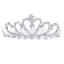 Tinksky Elegant Wedding Bridal Prom Sparkling Crystal Rhinestones Crown Tiara with Comb