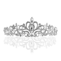TinkSky Wedding Tiara Rhinestones Crystal Bridal Headband Pageant Princess Crown