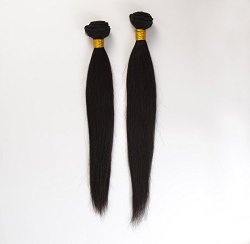 Uniwigs® AAAA Grade 100% Peruvian Remy Human Hair Weft Real Virgin Peruvian Hair Extensions Silk Straight 16″ 18″ 2 Bundles 200 Grams Unprocessed Black 1B