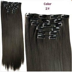 Wigsforyou@Hairpiece 23inch 140g Straight 16 Clips in False Hair Styling Synthetic Clip In Hair Extensions 6pcs/set Heat Resistant Hair Pad