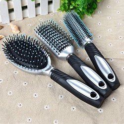 YUNAI 3pcs/set Hair Brush Set Hair Styling Tools Hairdressing Combs Set Professional Salon Hair Comb Brush for Girls Black Color