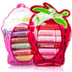 12pc Lip Smacker Cupcake & Strawberry Lover’s Lip Gloss Balm Sets Tubes Holder
