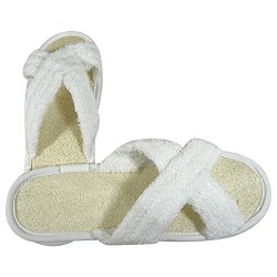 Acqua Sapone Loofah Terry Slippers with Criss-Cross Design – White