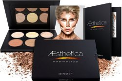 Aesthetica Cosmetics Contour and Highlighting Powder Foundation Palette / Contouring Makeup Kit; Easy-to-Follow, Step-by-Step Instructions Included