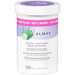 Almay Oil-free Eye Makeup Remover Pads, 120-Count (Pack of 2)
