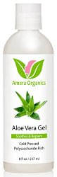 Amara Organics Aloe Vera Gel from Organic Cold Pressed Aloe, 8 fl. oz.