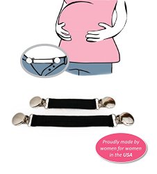 Belly Up! Bands–Maternity Waistband Extender, Pant Clips, Belly Bands, Pregnancy Expander Elastic (Set of 2)