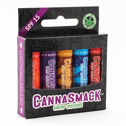 CannaSmack Spf15 Collection Pack – Made with All Natural Hemp Seed Oil – 5 Amazing Flavors Included