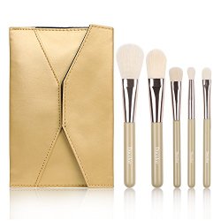 Docolor® 5Pieces Professional Makeup Brush Set Premium Synthetic Mini Portable Travel Cosmetic Brush Kit for Face and Eye Brush with Cosmetics Case