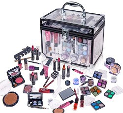 SHANY Carry All Trunk Professional Makeup Kit – Eyeshadow,Pedicure,manicure With Black Trim Clear Case