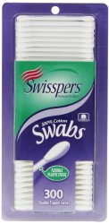 Swisspers Premium Multi Care Cotton Swabs, White Plastic Sticks, 300 Count