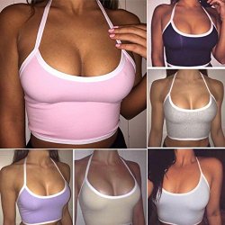 TR.OD 1PC Sports Bra Top Strap Tee Shirt Camisole Hang Chest Sports Vest L-Apricot