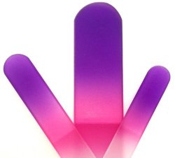 3 Crystal Glass Nail Files Manicure Set Purple/Pink – Small, Medium & Pedicure File