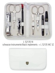 3 SWORDS GERMANY – 8 Piece Manicure & Pedicure Kit, made of Genuine Leather in white, Quality: Made in Solingen/Germany