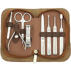 8pc Personal Manicure & Pedicure Set, Nail Grooming Kit for Home and Travel