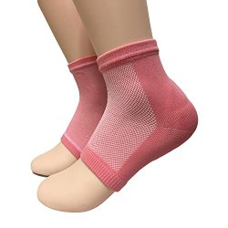acebone Beauty Spa Moisturizing Gel Heel Socks Pedicure Socks for Dry Hard Cracked Skin – One Size – Comfortable Fit – Pink