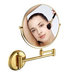 Cavoli 8 Inch Two-Sided Swivel Wall Mounted Mirror Bathroom Magnifying Mirror with 3x Magnification,Gold Finish(8in,3x)