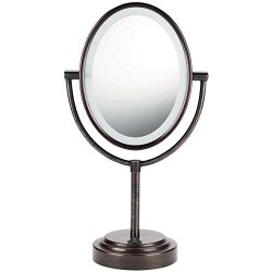 Conair Oval Double-Sided Lighted Mirror – Oiled-Bronze Finish