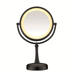 Conair Touch Control Double-Sided Lighted Mirror, Matte Black Finish
