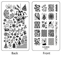 Ejiubas Double-sided All New Designs Nail Art Stamp Collection Image Plate Holiday Set Christmas Stamping Plate Collection 1 Pc & 1 Pc Halloween Image Plate Free Gift