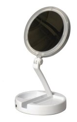 Floxite 7504-12l 12x LED Lighted Folding Vanity and Travel Mirror, White, Frosted White
