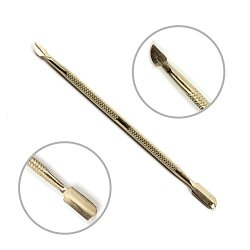 Hrhyme(TM) Pack 2 Premium Stainless Steel Cuticle Pusher Cutter Trimmer – Gold