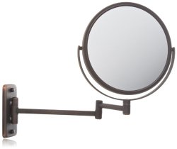 Jerdon JP7506BZ 8-Inch Wall Mount Makeup Mirror with 5x Magnification, Bronze Finish