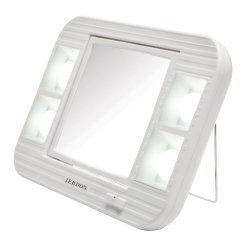 Jerdon LED Lighted Makeup Mirror with 5x Magnification, White Finish