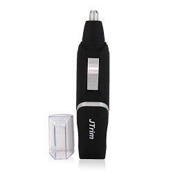 Nose Hair Trimmer By JTrim Duel Stainless Steel Blades LED Lights Ear Nose Trimmer Wet/Dry For Men’s And Women’s Whit Vented Cleaning System Jay’s Products JPT-N100