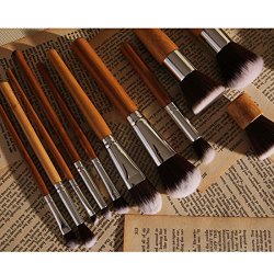Pro 11Pcs Natural Bamboo Handles Super Soft Makeup Brush Set Cosmetic Blending