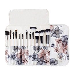 Unimeix Professional 12 Pcs Makeup Cosmetics Brushes Set Kits with Flower (Black Flower) Pattern Case