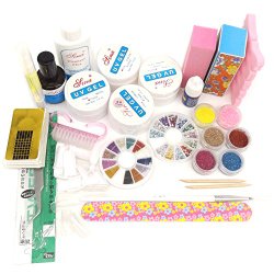 Warm Girl Nail Art Care Uv Gel Acrylic Powder Glitter Gel Remover Topcoat Glue Nail Buffer Set Kit
