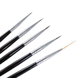 Winstonia 5 pcs Professional Nail Art Set Liner + Striping Brushes for Short Strokes, Details, Blending, Elongated Lines etc