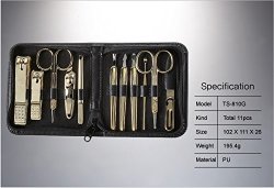 World No. 1, Three Seven 777 Travel Manicure Pedicure Grooming Kit Set (Total 11 PC, Model: TS-810G),Personal Nail care, Stainless steel- Made in Korea, Since 1975