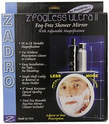 Zadro 5x Z Fogless Ultra II Shower Mirror and Dual Top Tray Accessory Holder, 9.5-Inch