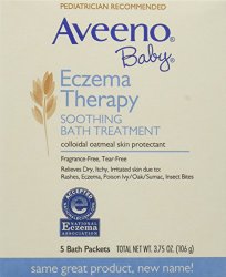 Aveeno Baby Eczema Therapy Soothing Baby Bath Treatment, Fragrance Free, 5-Count Packets (Pack of 6)