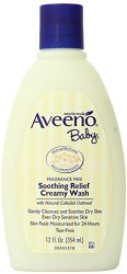 Aveeno Baby Soothing Relief Cream Wash, 12 Ounce (Pack of 2)