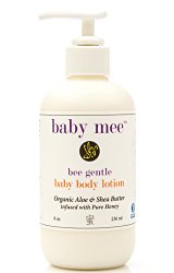 Baby Body Lotion By Baby Mee – Organic Aloe, Shea Butter & Honey. Our Daily Moisturizer Is Earth Friendly & Mama Approved for Your Adorable Angel. Best Baby Dry Skin Lotion. 8 Oz.