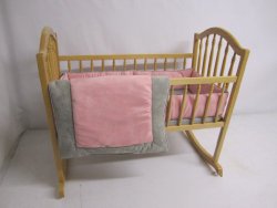 Baby Doll Bedding Zuma Cradle Bedding Set, Grey/Pink