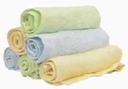 BabyBeeLoved Bamboo Baby Washcloths, Luxuriously Soft (6 Pack)