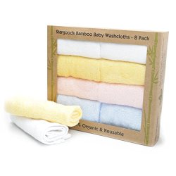 Bamboo Baby Washcloths – Pink Blue White and Yellow – Set of 8