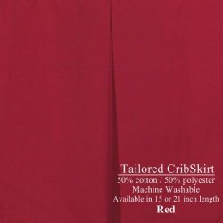 Crib Dust Ruffle Tailored Cribskirt 15 inches long Color: RED