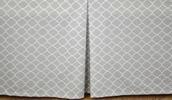Gray Tailored CribSkirt Dust Ruffle Cotton 15 inches long Quatrefoil design