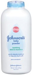 Johnson’s Baby Powder, Soothing Aloe & Vitamin E, 15 Ounce (Pack of 2)