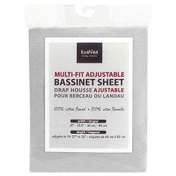 Kushies Baby Multi-fit Adjustable Bassinet Sheet, Grey