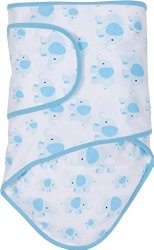 Miracle Blanket Swaddle, Elephants with Blue Trim
